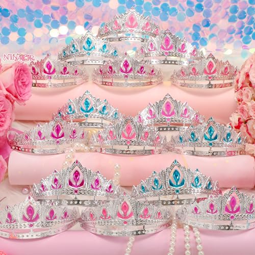 NINAOR Princess Crown Party Favors, 16Pcs Princess Dress Up Tiaras for Birthday Girl Cosplay Accessories, Princess Pretend...