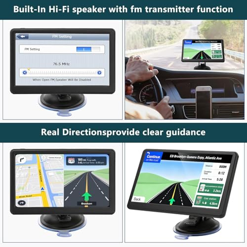 Car GPS Navigation, 2025 Map 7 inch Touch Screen Car GPS, Voice Turn Direction Guidance, Support Speed and Red Light Warni...