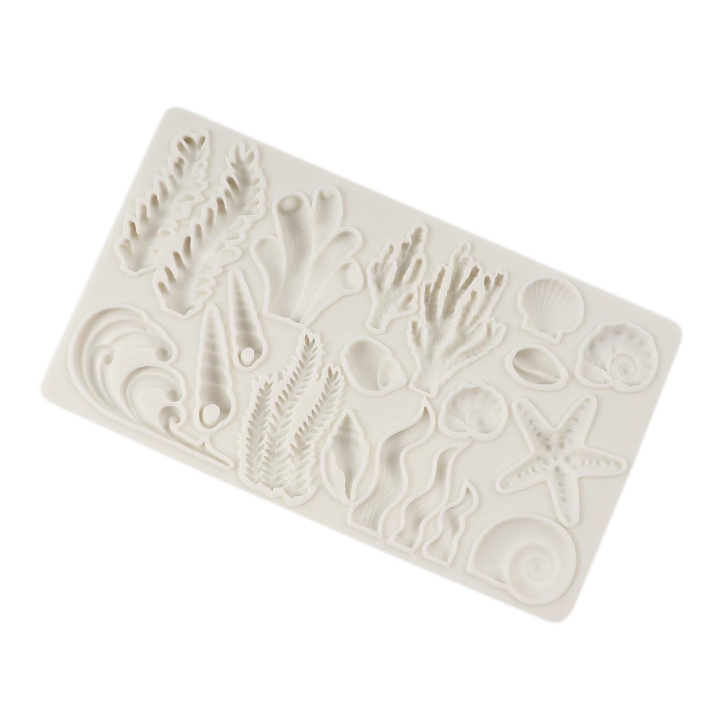 QDMOLDS Marine Theme Fondant Molds Seashell Conch Starfish Seaweed Coral Silicone Mold For Cake Decoration Cupcake Topper Sugar Craft Chocolate Candy Gum Paste Polymer Clay