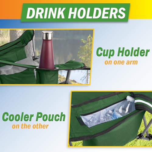 Camping Chair with Foot Rest - 300lb Capacity Beach Chair with Footrest, Cupholder, and Cooler Pouch - Portable Chair by W...