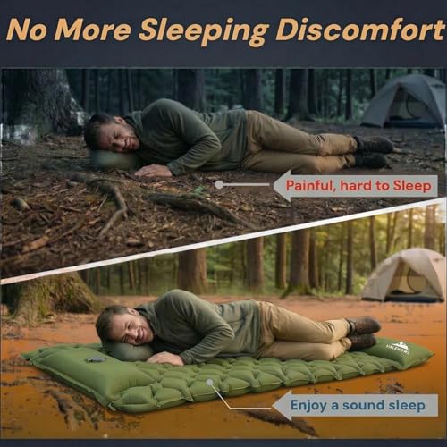 VALEHOWL 1.8 Pounds Ultralight Inflatable Camping Sleeping Pad, Portable Outdoor Air Mattress, Compact Backpacking Sleepin...