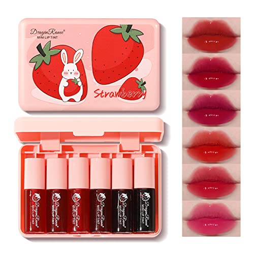 Eakroo 6 Colors Lip Tint Stain Mini Liquid Lipstick, Lip Gloss for Women, Blush for Cheeks, Lip Stain Long Lasting Waterpr...
