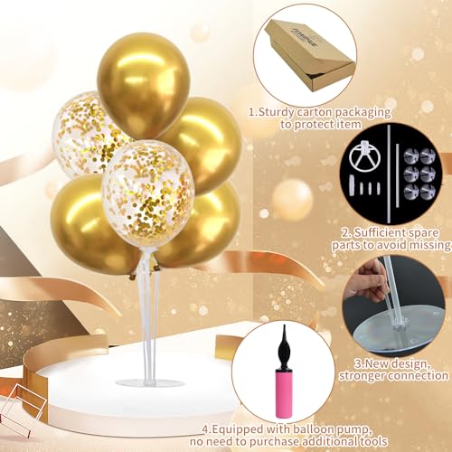 TONIFUL 4 Set Gold Balloon Centerpieces for Table, Balloon Stand Kit for Gold Party Decorations,Birthday Decorations Engag...