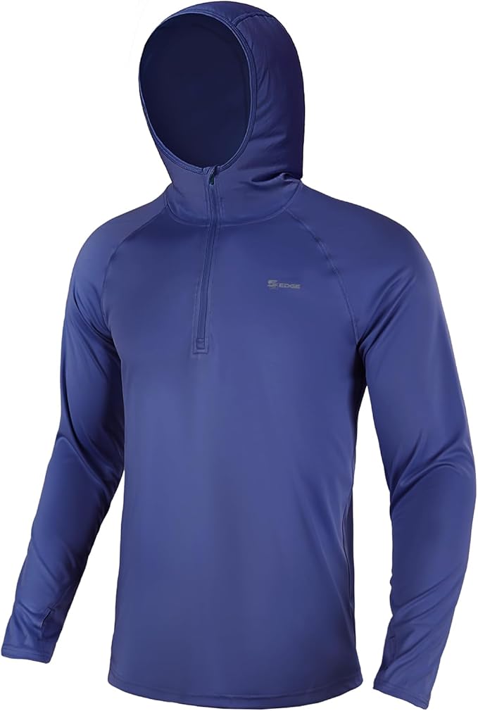 SG Edge Men's 1/4 Zip Long Sleeve Rash Guard Hoodie Quick-Dry UPF 50+ Fishing Hiking and Water Sports