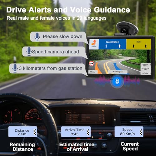 GPS Navigator for Car with 2025 Maps Free Lifetime Update, 7 Inch Car GPS Navigation System for Truck Commercial Drivers w...
