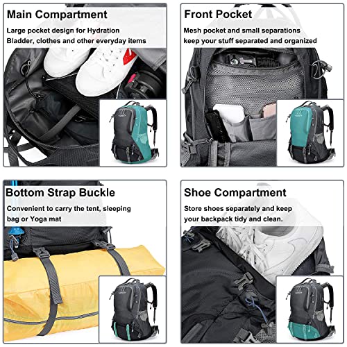 G4Free 50L Hiking Backpack Waterproof Daypack Outdoor Camping Climbing Backpack with Rain Cover for Men Women(Dark Grey)