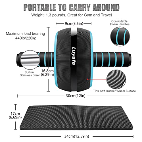 Ab Roller Wheel, 10-In-1 Ab Exercise Wheels Kit with Resistance Bands, Knee Mat, Jump Rope, Push-Up Bar - Home Gym Equipme...
