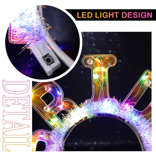 JEAIRTS Light Up Bride Headband Glowing BRIDE Letter Hair Band Led Bachelorette Party Hair Accessories for Women