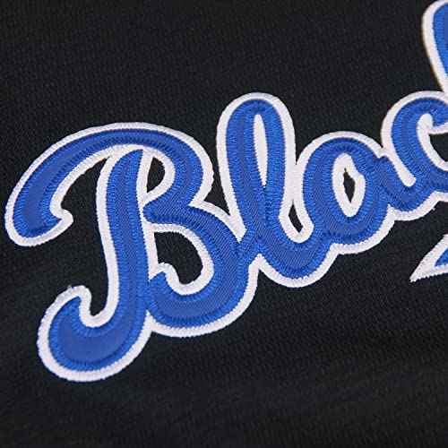 Dabuliu Men's Black Legend 42 Retro Baseball Jersey Embroidered Patches Sewn Hipster Hip Hop Shirts