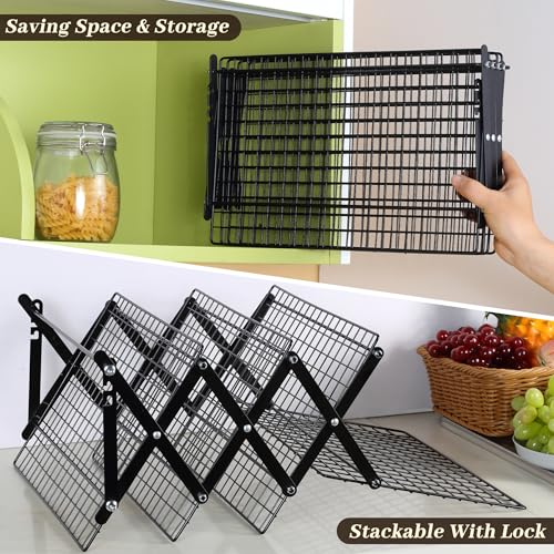 Pleafind 4 Tier Collapsible Cooling Rack - 3 Setting Design, Adjustable ＆ Stackable Baking Rack, 5 Modes Cooling Racks for...