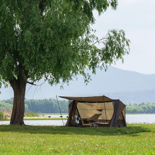 POMOLY Bushcraft Shelter Trekking Pole Tent 20D Nylon Ripstop, STOVEHUT Ultralight Backpacking Tent with Porch for Camping...