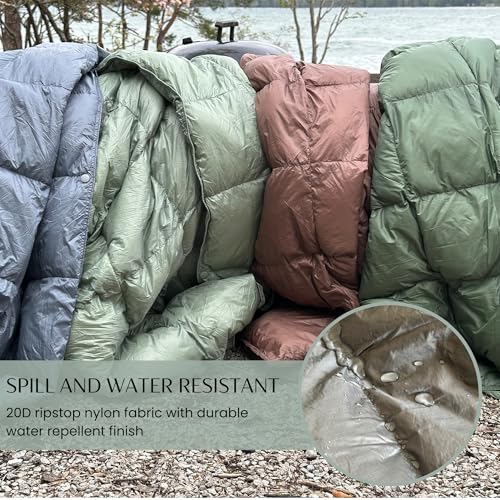 Noora North Down Camping Blanket with Footbox – Lightweight, Packable, Water Resistant Backpacking Quilt & Warm Puffy Comp...