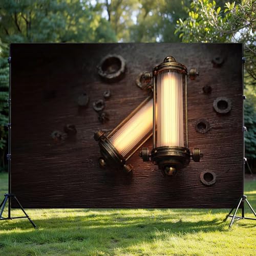 Photography Backdrop Photography Background Glowing Lamps Wooden Table for Photoshoot Portrait Photo Studio Video Prop Bir...