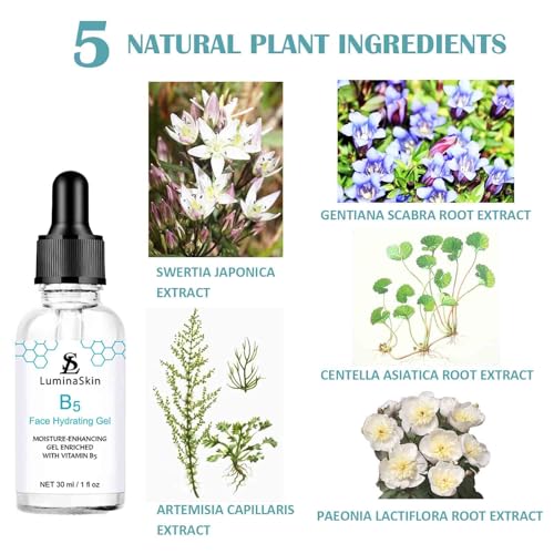 LuminaSkin Hydrating Vitamin B5 Gel Skin Moisture-Enhancing Gel, Hyalu B5 Pure Hyaluronic Acid Serum for Face, with Vitami...