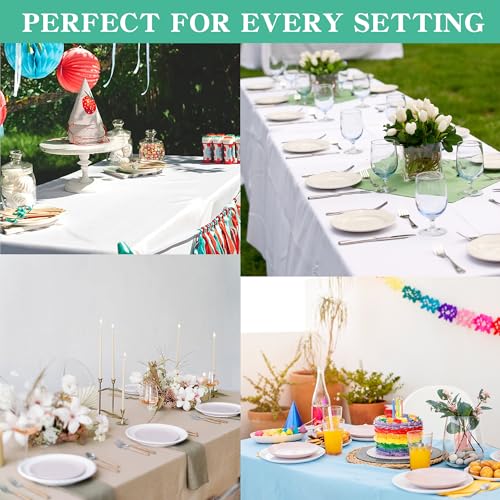 MRGSDL 2Pack 8FT Table Cloth for Rectangular Fitted Events Stretch Champagne Table Covers Washable Spandex Tablecloth Prot...