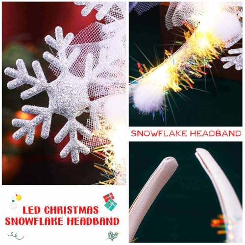 BARTOSI Snowflake Light Up Headband LED Christmas Headbands Xmas Holiday Hair Accessories for Women