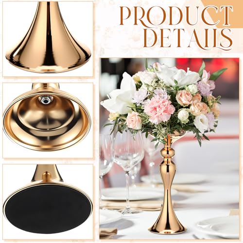 Sadnyy 12 Pcs Metal Flower Arrangements Stand Metal Wedding Centerpiece Stand Gold Vase Centerpiece Tall Table Decor Flowe...