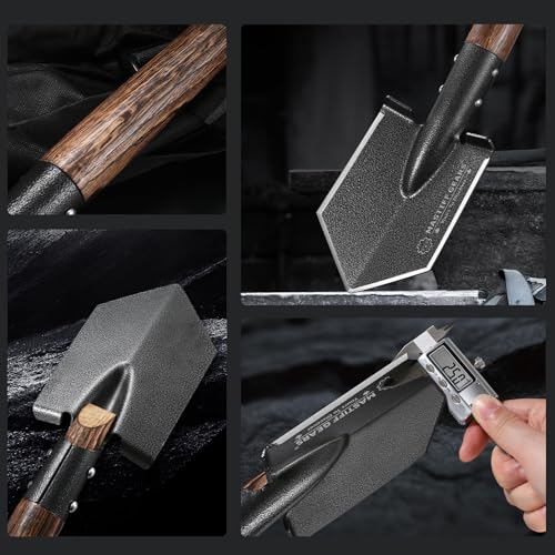 MASTIFF GEARS Tactical Survival Shovel - 48.5cm/19in, Axe/Machete Replacement, HRC 42-48 1050 Steel Spade, Hand-Carbonized...