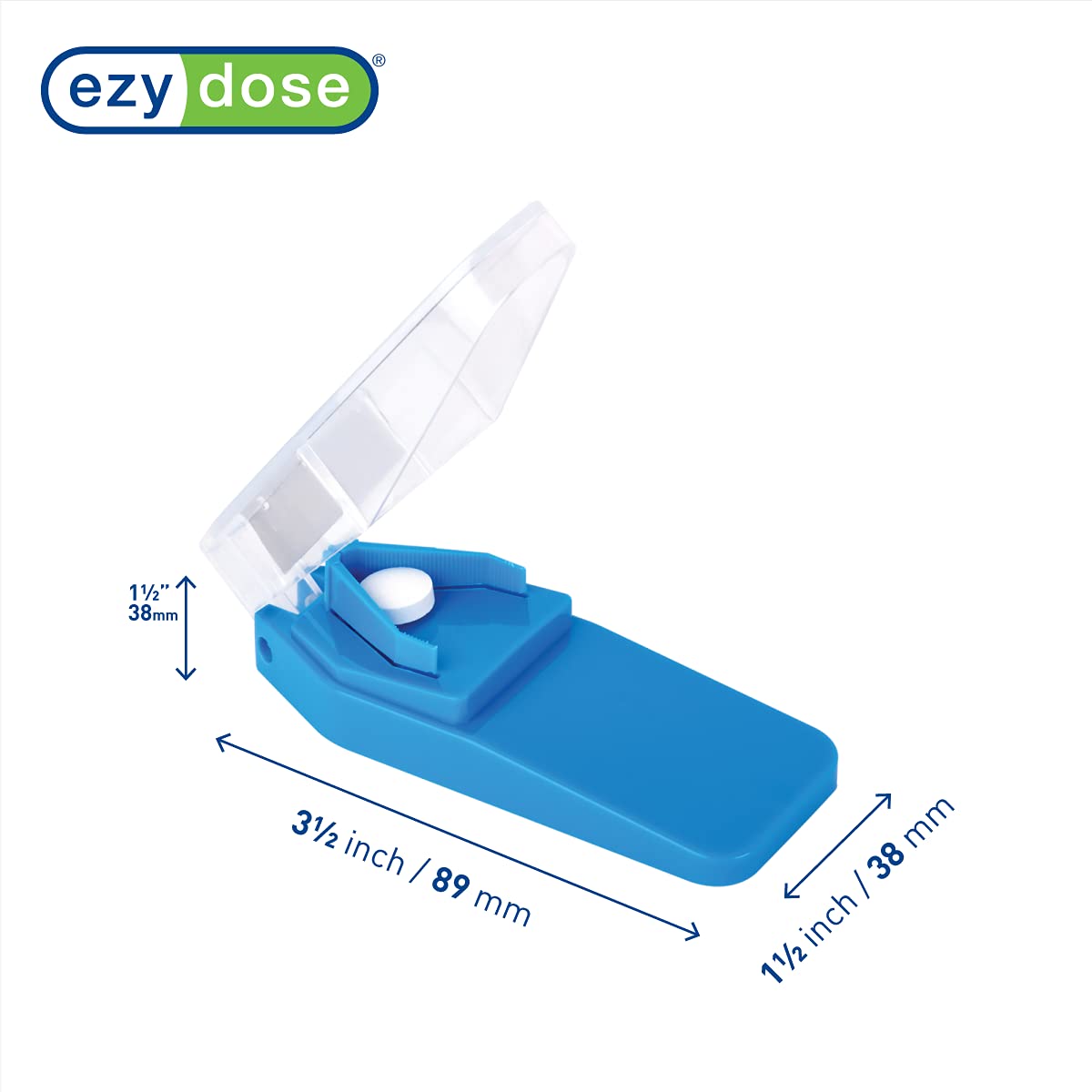 EZY DOSE Pill Cutter and Splitter Cuts Pills, Vitamins, Tablets Stainless Steel Blade Travel Sized Colors May Vary, 1 Count (Pack of 2) (67015)