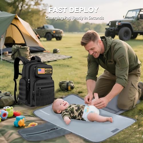 MIRACOL Outdoor Military Diaper Bag: Tactical Style Baby Backpack with Insulated Pockets & Changing Pad - Hiking Camping E...