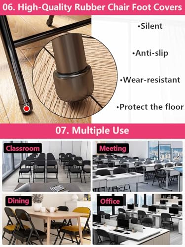 KAOCHA Black Padded Folding Chairs with Cushion 4 Pack, Heavy Duty Steel Metal Frame Foldable Chair for Indoor and Outdoo...