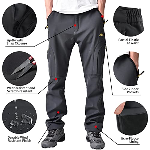 Toomett Men's hiking Snow Pants Skiing Winter Insulated Fleece lined Outdoor Water Repellent camping,walking,fishing
