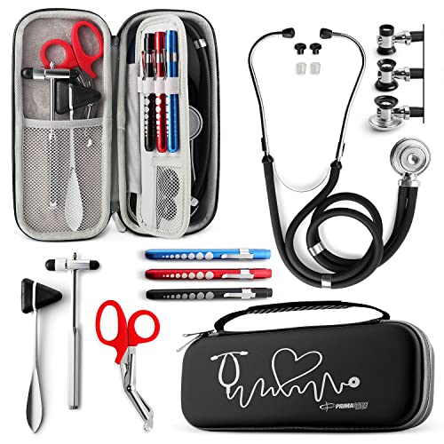 Primacare KB-9397-BK Stethoscope Case, Supplies Included, Black with Multiple Compartments, Portable and Lightweight First...