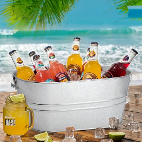 2 Pack 4 Gallon Galvanized Tub Ice Buckets for Parties Portable Beverage Tub with Handles Champagne Bucket Metal Ice Bucke...