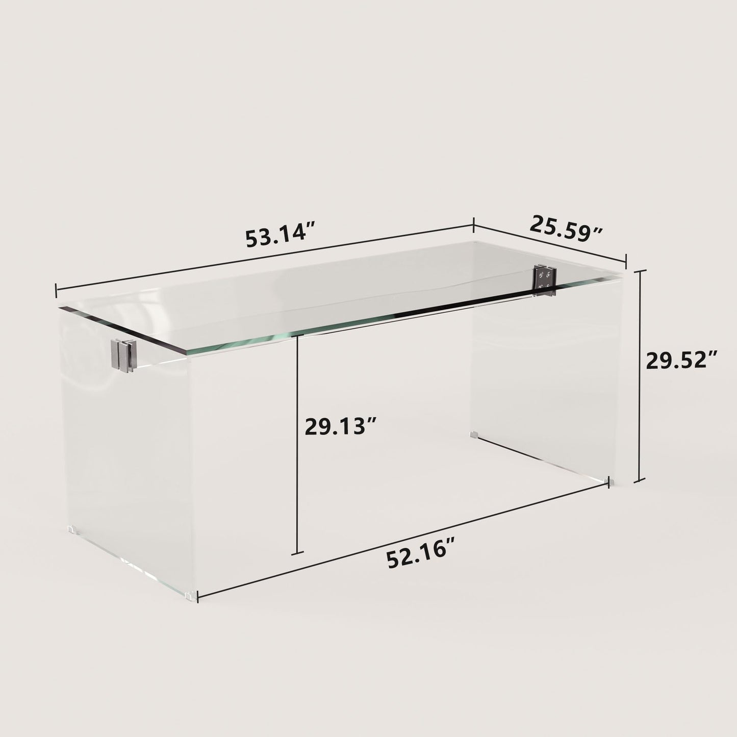 gaoyangjiaju Clear Tempered Glass Writing Desk – Minimalist Modern Computer Table with Metal Joints for Home Office or Study
