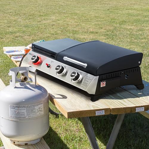 Royal Gourmet PD1305H 3 Burner Propane Gas Grill and Griddle Combo with Lid, 3-in-1 Grill Griddle Combo with 29,000 BTUs O...