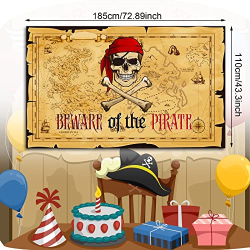 Breling Pirate Party Backdrop Pirate Treasure Map Background Nautical Theme Wall Hanging Map Banner Decoration for Kids Bi...