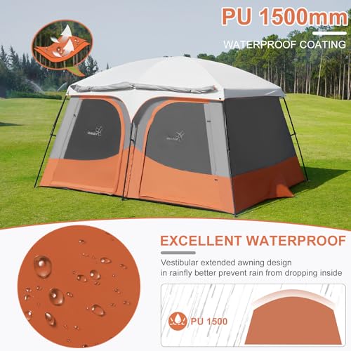Vidalido Tents，3-4 Person Camping Tent with Extended Vestibule，Weather Resistant Family Tents with Breathable Mesh Window...