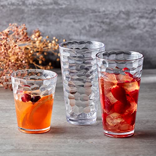Amazing Abby - Iceberg - 16-Ounce Plastic Tumblers (Set of 8), All-Clear Reusable Plastic Cups, Stackable, BPA-Free, Shatt...