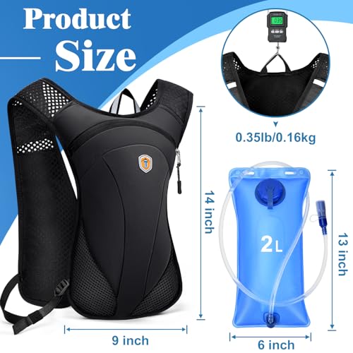 MIAOJIE Hydration Backpack with 2L Water Bladder Bag, Lightweight and Breathable Running Vest for Men, Adjustable Chest St...