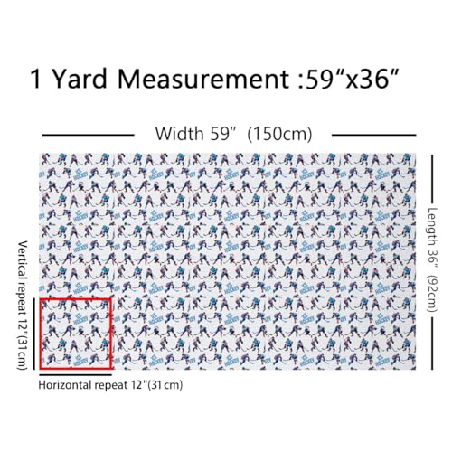 Erosebridal Ice Hockey Fabric by The Yard,Winter Snowy Sports Theme Upholstery Fabric for Child,Extreme Outdoor Sport Craf...