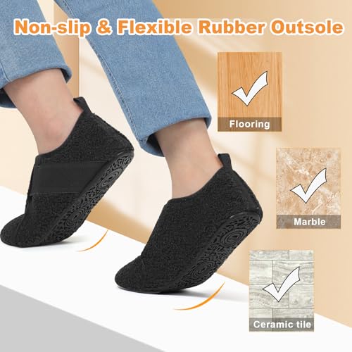 Besroad House Slippers for Women Men Comfy Barefoot Slippers Sock Furry Slip On House Shoes with Soft Rubber Sole for Bedr...