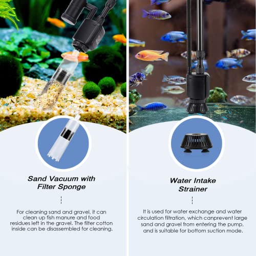 AQQA Electric Aquarium Gravel Cleaner, 6 in 1 Automatic Fish Tank Cleaning Tools Gravel Vacuum for Aquarium, Suitable for ...