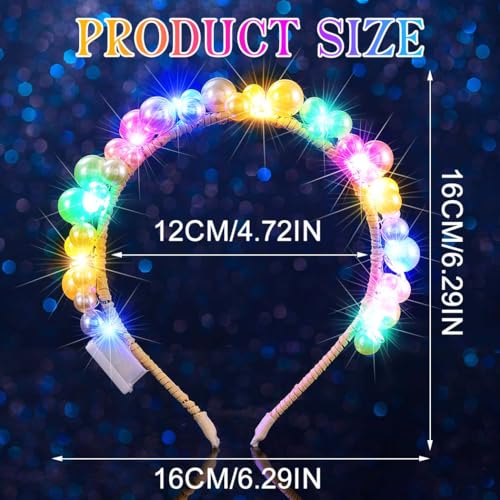 BARTOSI Light Up Pearl Headband Glow Headpiece LED Hair Accessories for Women and Girls