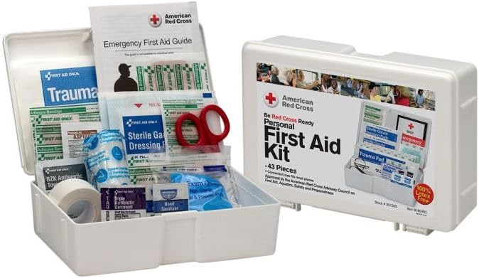 American Red Cross Officially Licensed Product, Personal First Aid Kit, 43 Piece Emergency Medical Supplies to Clean and T...