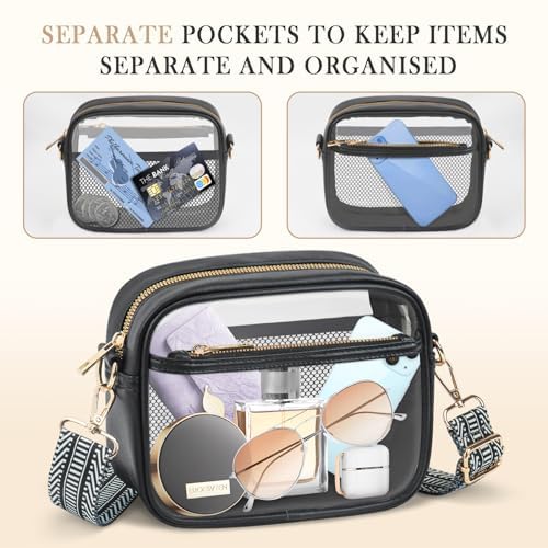 MOMSIV Clear Bag for Stadium Events, Crossbody Transparent Bag for Concerts Sports Events, Purses for Men & Women