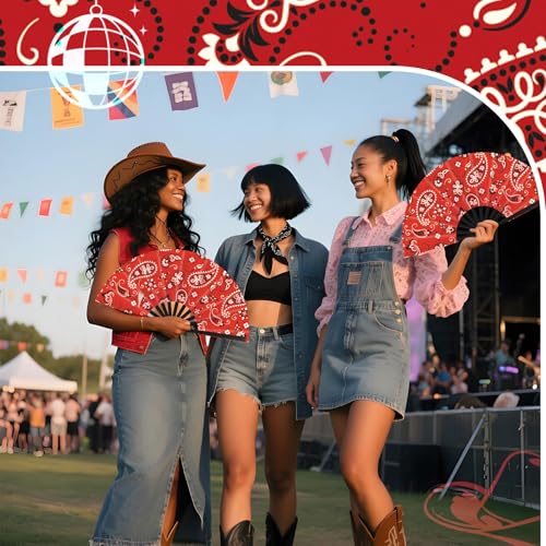 GlikCeil 1 Pcs 13 inch Folding Hand Fan Patterned Folding Fans Foldable Party Favors for Music Festivals, Club Events, Dan...