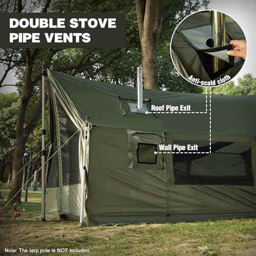 REDCAMP Large Hammock Hot Tent with Stove Jack, Waterproof & Windproof Winter Wall Tent with Snow Skirt, Ultralight 4 Seas...