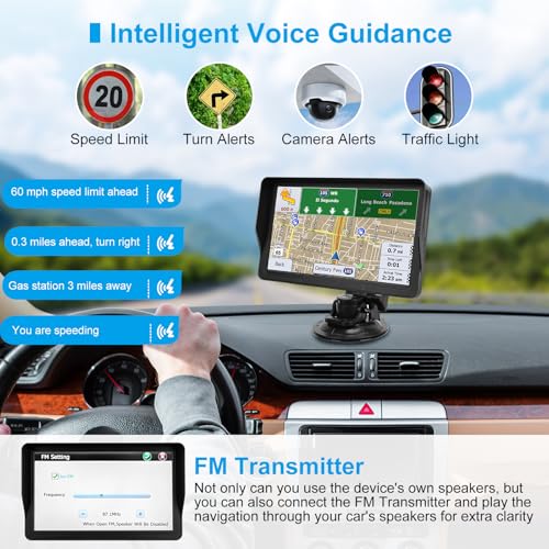 9'' GPS Navigator for Car Truck RV - Touchscreen Navigation System with Sun Visor, 2025 North America Maps Free Lifetime U...