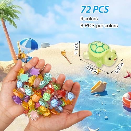 Mini Resin Turtles Figures to Hide, 72 PCS Tiny Resin Animal Figurines Little Small Plastic Turtles Miniature Festival Rav...