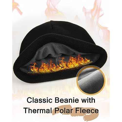 FURTALK Mens Beanie Fleece Lined Winter Hats Double Layered Stylish Knited Cuffed Plain Hat