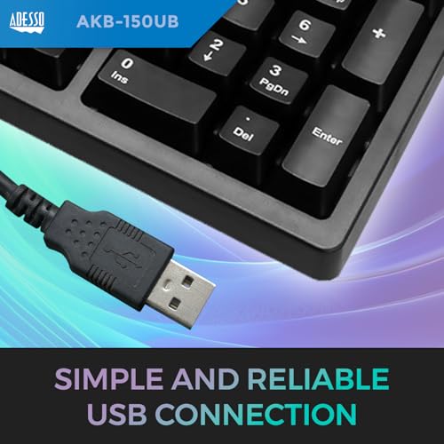 ADESSO Ergonomic USB Keyboard with Integrated Palm Rest - Split Key Design, Multimedia & Internet Hotkeys, 105-Key US Layo...