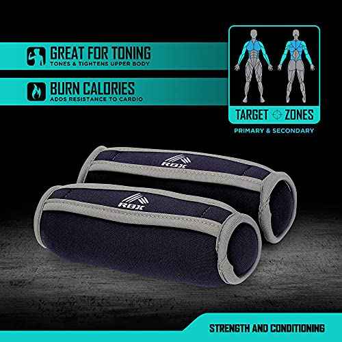 RBX Soft Hand Weights For Walking, Running, Physical Therapy, and Aerobics - with Hand Strap for Ergonomic Grip (Set of 2), Small Weights For Women & Men