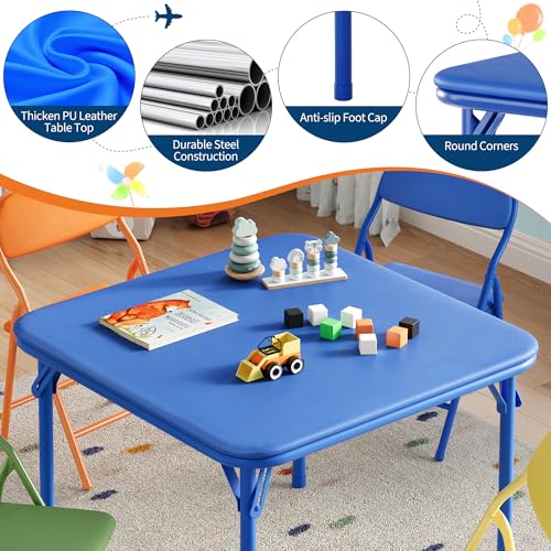 IDEALHOUSE 5 Piece Boys Girls Table and Chairs Set, Folding Activity Table and Chairs Set for Dining Room,Daycare,Classrooms