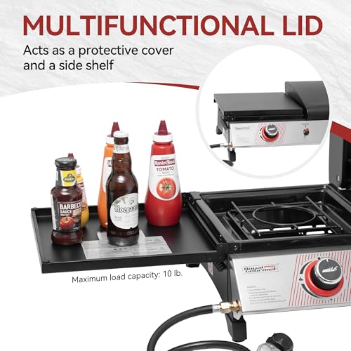 Royal Gourmet PD1305H 3 Burner Propane Gas Grill and Griddle Combo with Lid, 3-in-1 Grill Griddle Combo with 29,000 BTUs O...