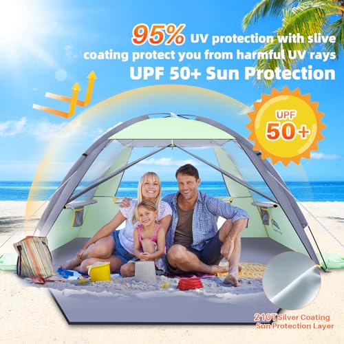 Happy Travel Beach Tent Sun Shelter for 3/4/5/6/7/8 Person, Portable UPF 50+ UV Protection Beach Shade Canopy for Family &...
